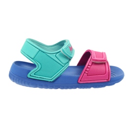 Sandalias de niño American Club azules para el agua verde rosado