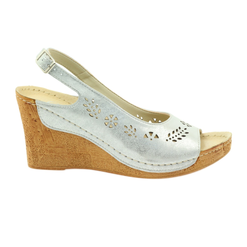 Gregors Sandalias de cuero metálico para mujeres para cuñas de plata 709
