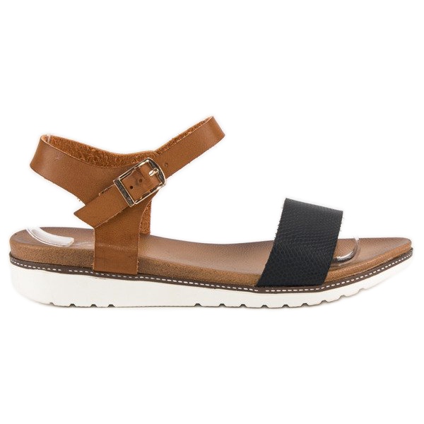 Licean Sandalias planas con hebilla marrón