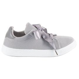 Deportivas de tejido con cordones gris
