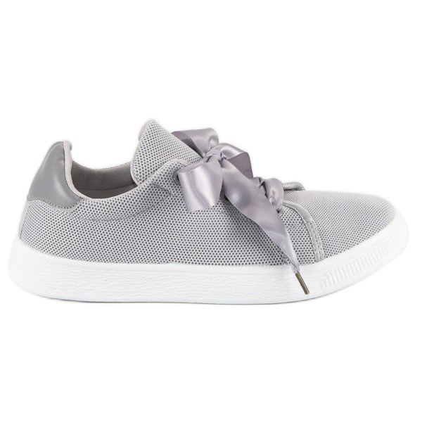 Deportivas de tejido con cordones gris