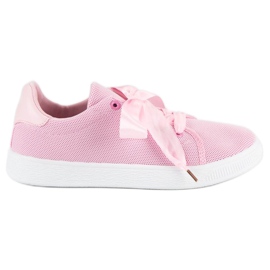 Deportivas de tejido con cordones rosado