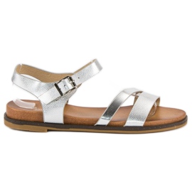 Licean Sandalias plateadas con hebilla gris