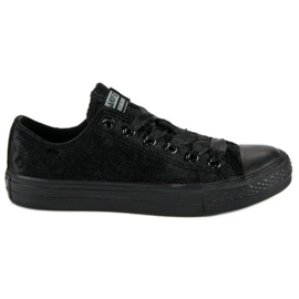 Andy Z Zapatillas negras de terciopelo negro