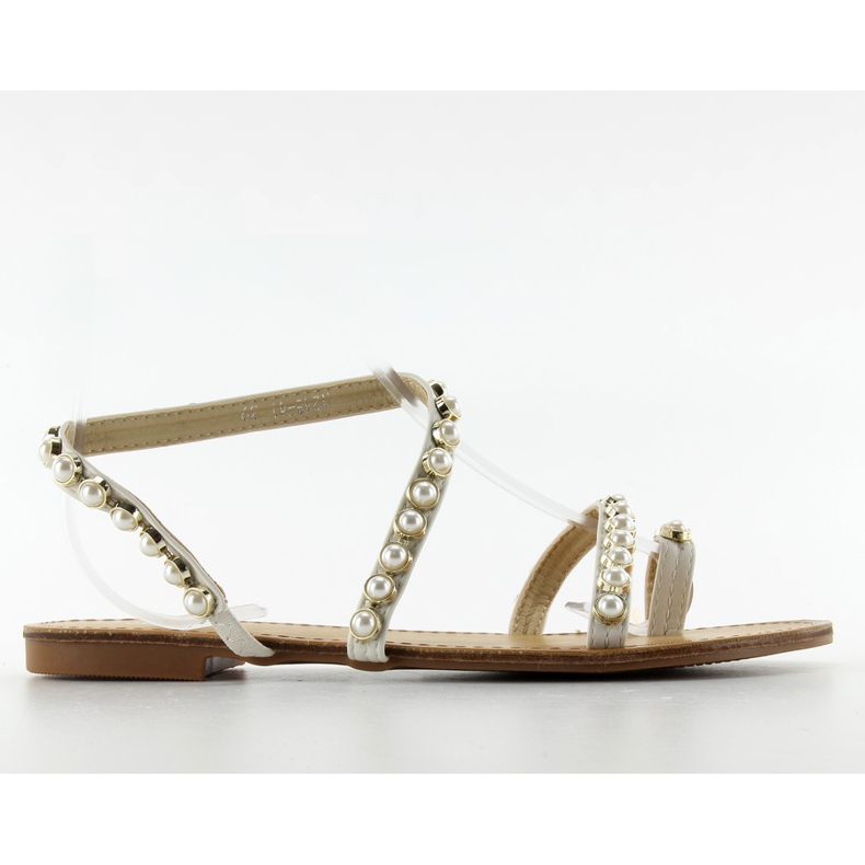 Sandalias asimétricas con 1248 perlas blanco