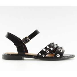 Sandalias negras con suela plana 99-19 negro