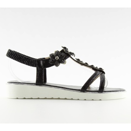 Sandalias cómodas con flores negro 127-58 Negro
