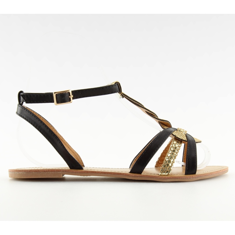 Sandalias para mujer oro brillo negro 758 negro