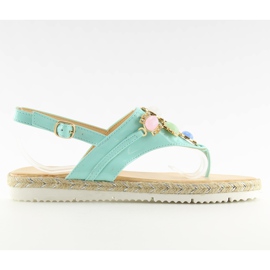 Sandalias con piedras menta 3072 mint azul
