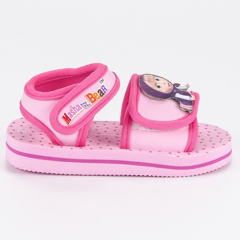 Sandalias de velcro Masha y el oso rosado