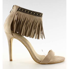 Sandalias estampado étnico con flecos GD-16-5247 Beige