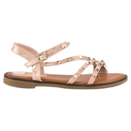 SDS Sandalias Planas Con Tachuelas rosado