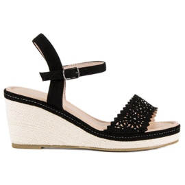 Ideal Shoes Alpargatas negras con cuña negro