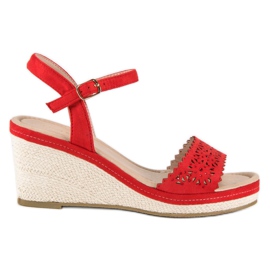 Ideal Shoes Alpargatas rojas en la cuña rojo
