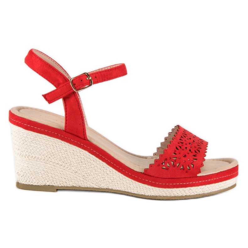 Ideal Shoes Alpargatas rojas en la cuña rojo
