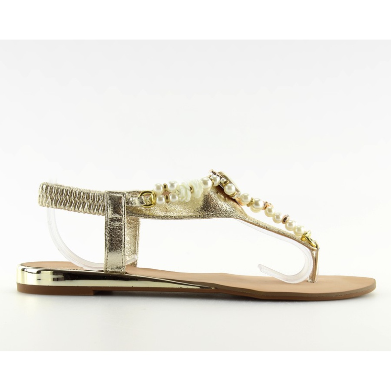 Sandalias doradas con perlas D580 gold II-GAT gris