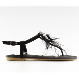 Sandalias negras con plumas 7267 Black negro