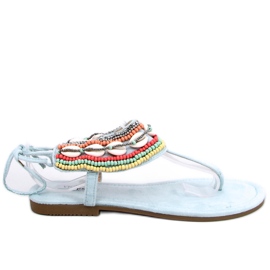 BM Sandalias con abalorios azules 8241 L.BLUE