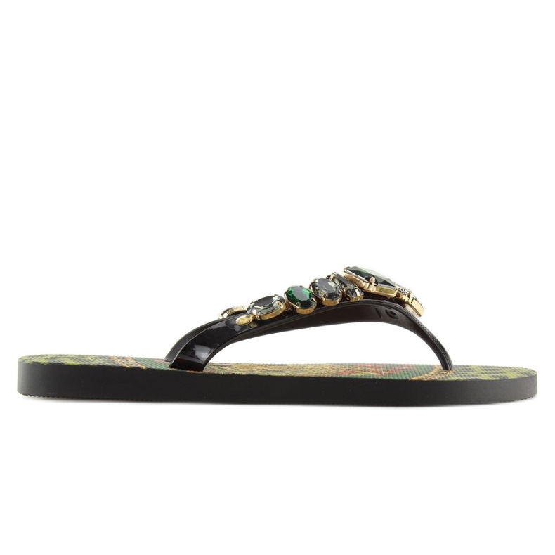 Chanclas con piedras 8250 Verde negro