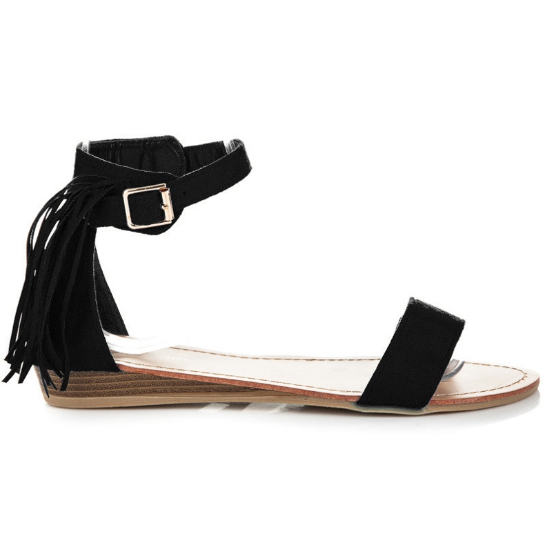 Abloom Sandalias de ante con flecos negro Abloom Sandalias de ante con flecos negro