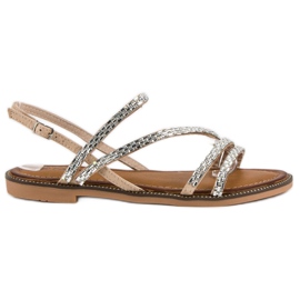 Fama Sandalias planas con estilo marrón