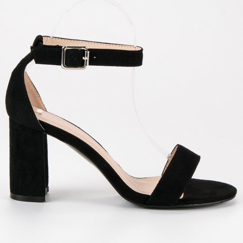 Diamantique Sandalias de gamuza en un post negro