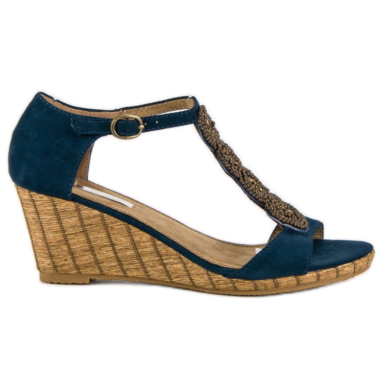 Corina Sandalias de cuña decorativas azul