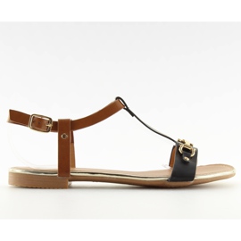 Negro Sandalias con suela plana negro 9871 Negro