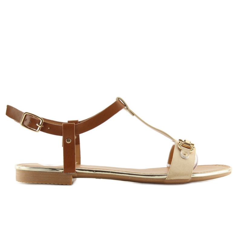 Sandalias beige con suela plana 9871 Beige