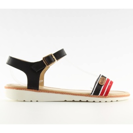 Negro Sandalias con suela plana J1024-A5 Negro