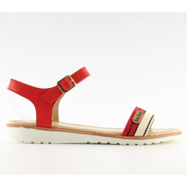 Sandalias rojas con suela plana J1024-A5 Rojo