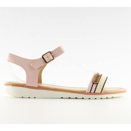 Sandalias rosas con suela plana J1024 rosado
