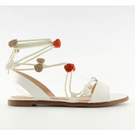Sandalias blancas con lazada al tobillo SR-2687 blanco