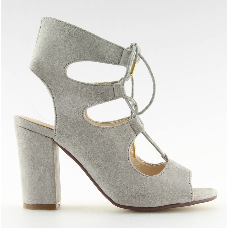 Sandalias con tacón ancho gris NC58