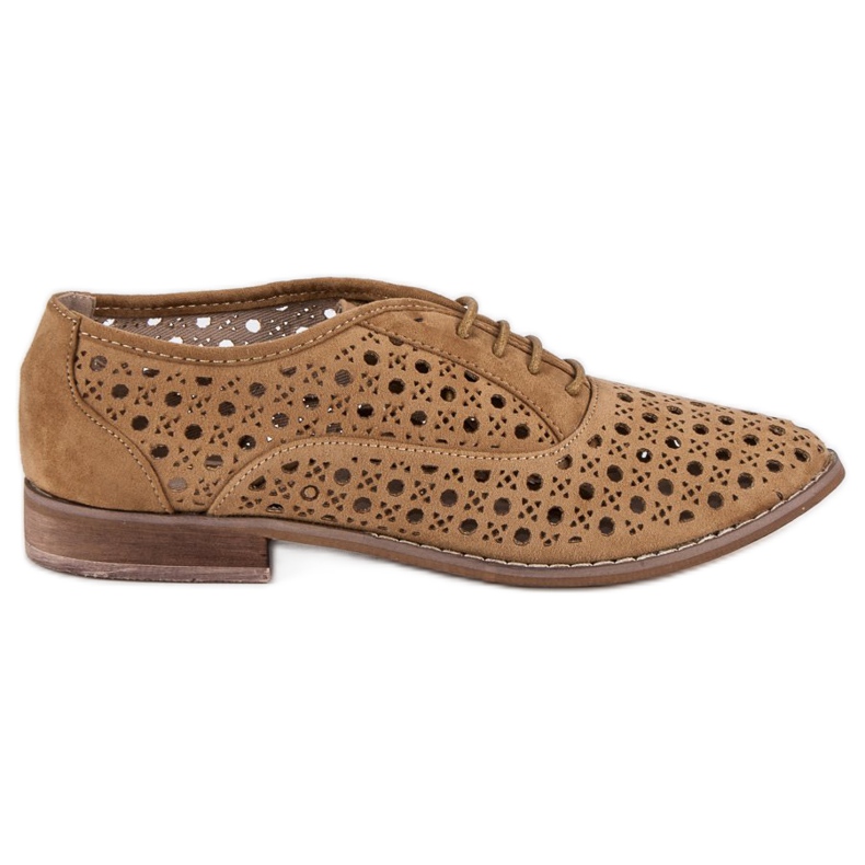 Corina Zapatos calados con ribete. marrón