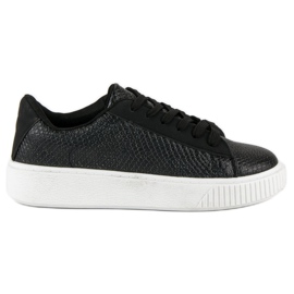 Zapatillas negras con estampado de serpiente negro