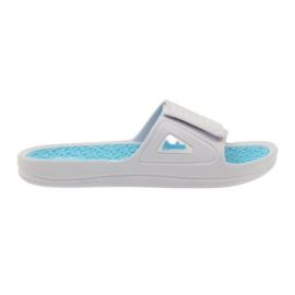 American Club zapatillas de piscina de mujer americanas blanco azul
