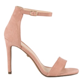 Seastar Sandalias de gamuza en un tacón alto rosa