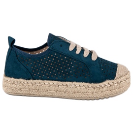 Corina Alpargatas caladas en la cuña azul multicolor azul marino