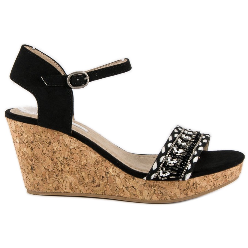 Corina Sandalias en un tacón de cuña de corcho negro Corina Sandalias en un tacón de cuña de corcho negro