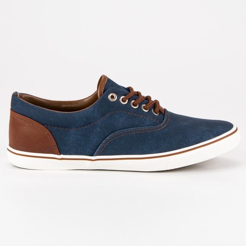 SDS Zapatillas de hombre atadas marrón azul marino