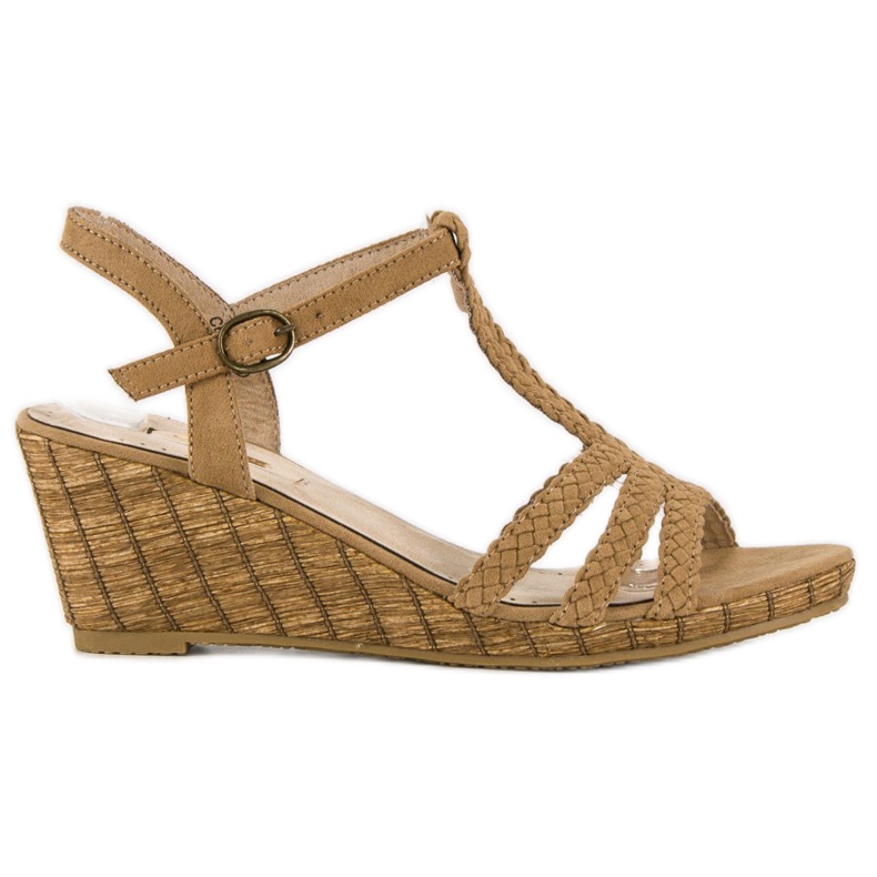 Corina Cómodas sandalias cuña marrón