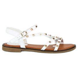 SDS Sandalias Planas Con Tachuelas blanco