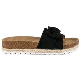 Zapatillas negras con lazo negro
