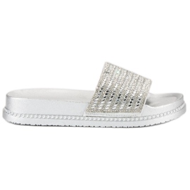 Babuchas plateadas con cristales gris Babuchas plateadas con cristales gris