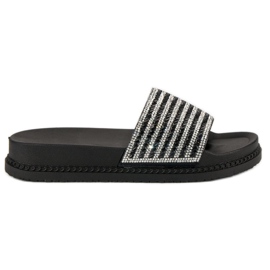 Babuchas negras con cristales negro