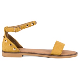 Fashion Sandalias de ante con tachuelas amarillo
