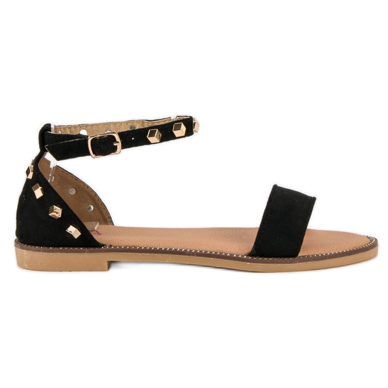 Fashion Sandalias de ante con tachuelas negro