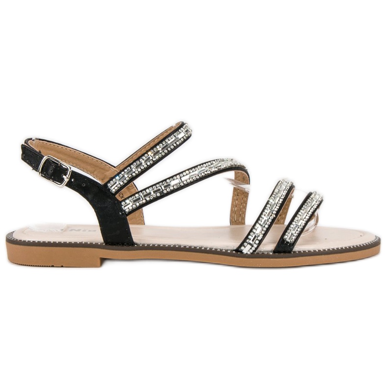 Nio Nio Sandalias planas con estilo negro Nio Nio Sandalias planas con estilo negro