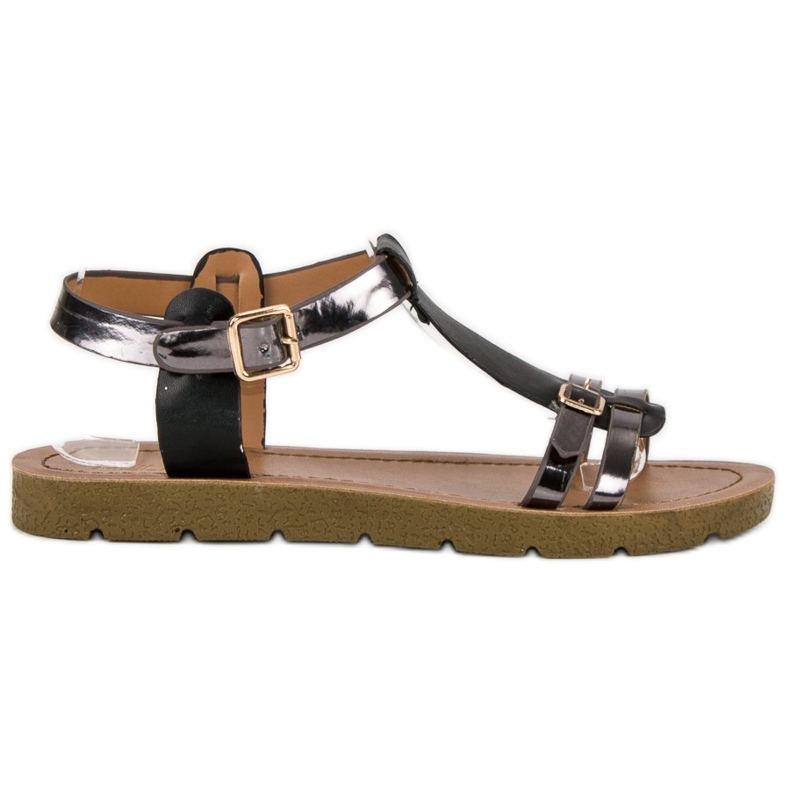 Cómodas sandalias con hebilla negro
